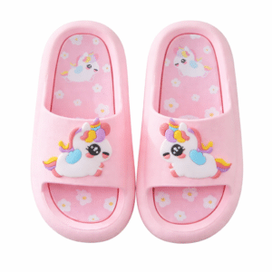 Claquette enfant fille rose motif licorne