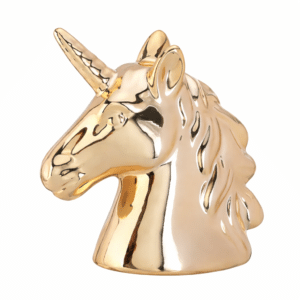 Tirelire tête de licorne dorée