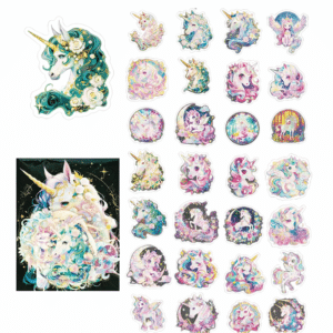 Stickers tête de licorne fleurie