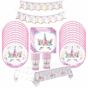 Ensemble vaisselle anniversaire licorne enfant