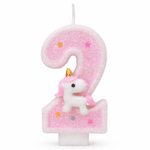 Bougie chiffre anniversaire licorne rose