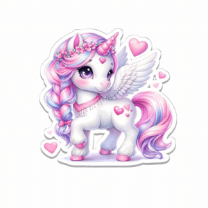 Mini sticker licorne​ rose