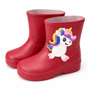 Bottes de pluie licorne​ enfant rouge