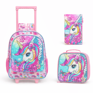 Sac a roulette licorne​ à paillette 3 pièces