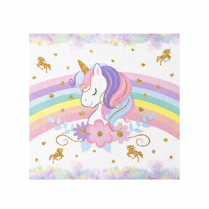Serviette en papier licorne​ anniversaire (lot de 16)