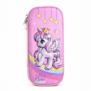 Trousse double compartiment licorne​ enfant rose