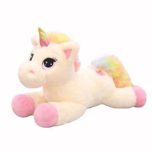 Doudou licorne rose et blanc