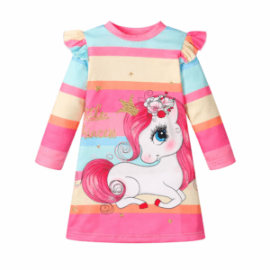 Robe fille licorne rayures