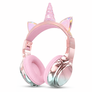 Casque ecouteur licorne​ sans fil rose et bleu