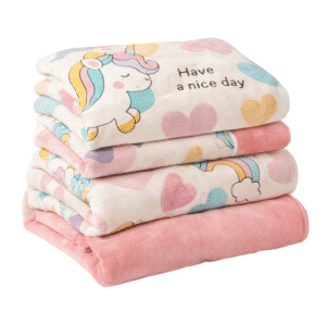 Housse couette licorne pilou rose