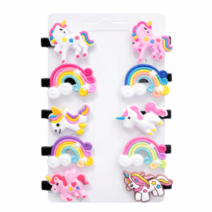 Barrette cheveux licorne​ et arc en ciel (lot de 10)