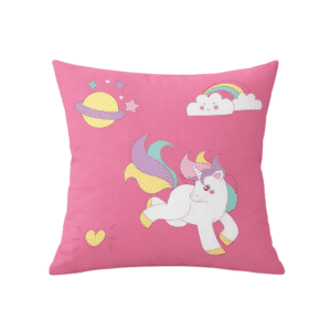 Coussin licorne 45 x 45 cm rose