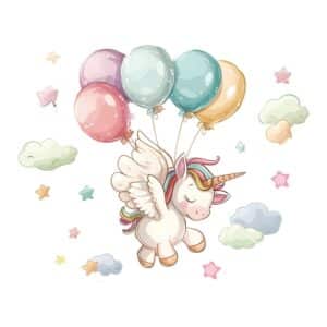 Sticker mural licorne​ qui s'envole
