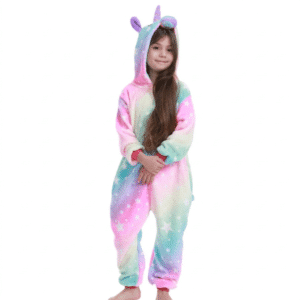 Combinaison licorne enfant arc en ciel pastel