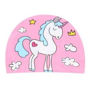 Bonnet natation motif licorne rose fille