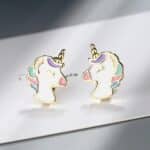 Boucle oreille licorne blanc en argent2