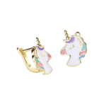Boucle oreille licorne blanc en argent1