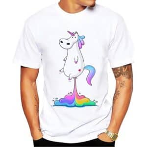 T shirt homme blanc licorne