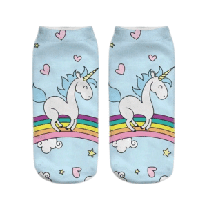 Chaussette licorne courte bleue pour femme