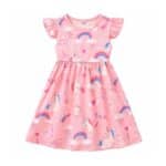 Robe motif licorne​ fille rose1