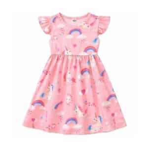 Robe motif licorne​ fille rose