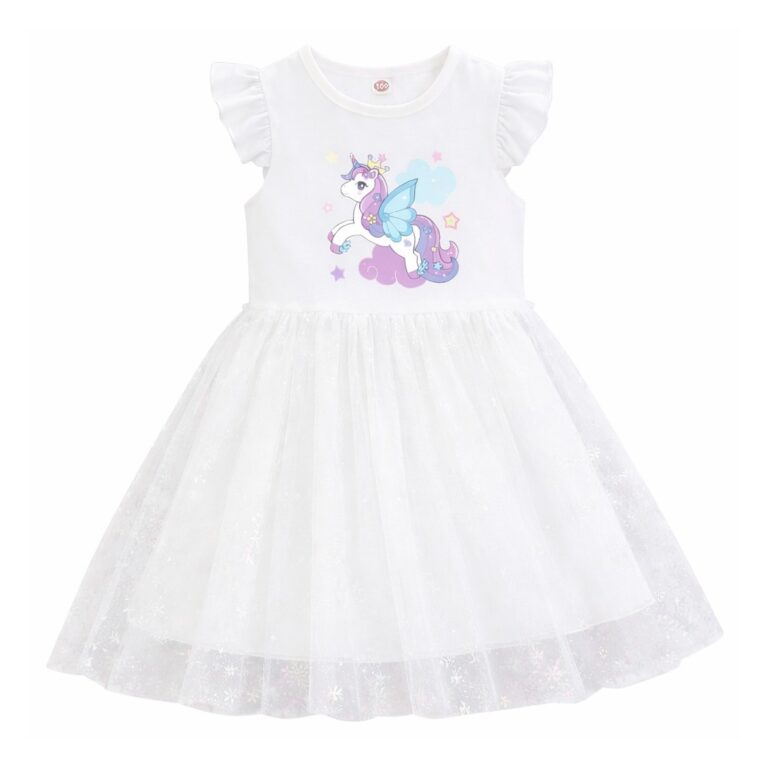 Robe licorne enfant blanche1