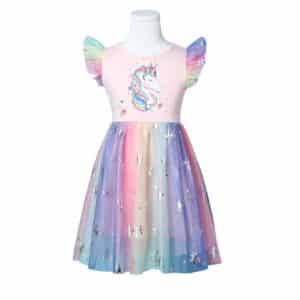 Robe licorne enfant arc en ciel pastel avec tutu