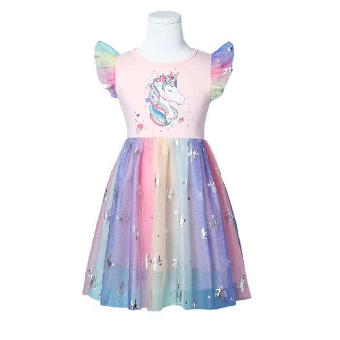 Robe licorne enfant arc pastel avec tutu1