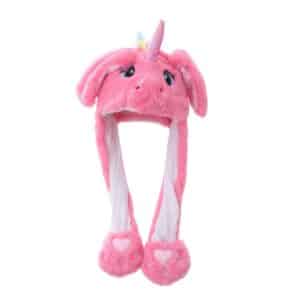 Bonnet licorne oreille qui bouge rose