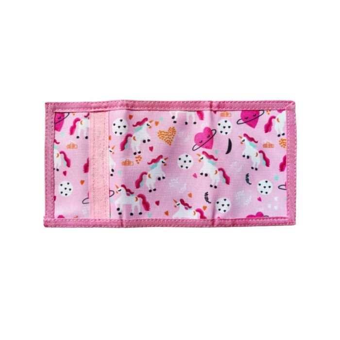 Porte monnaie licorne 3 volets rose1