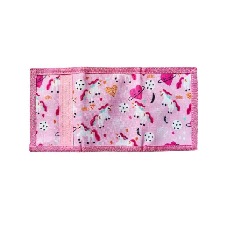 Porte monnaie licorne 3 volets rose1