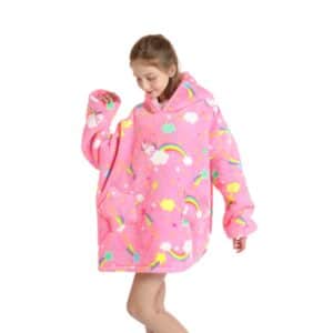 Sweat plaid enfant licorne​ rose