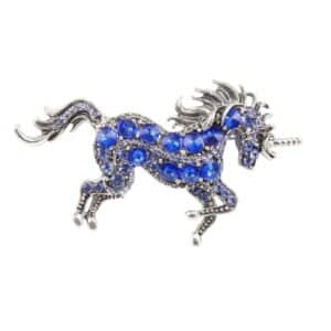 Broche en forme de licorne bleue