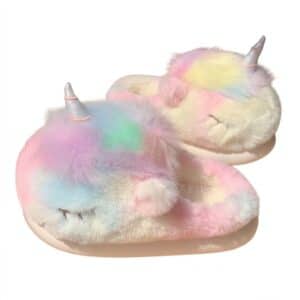 Pantoufle licorne adulte pastel