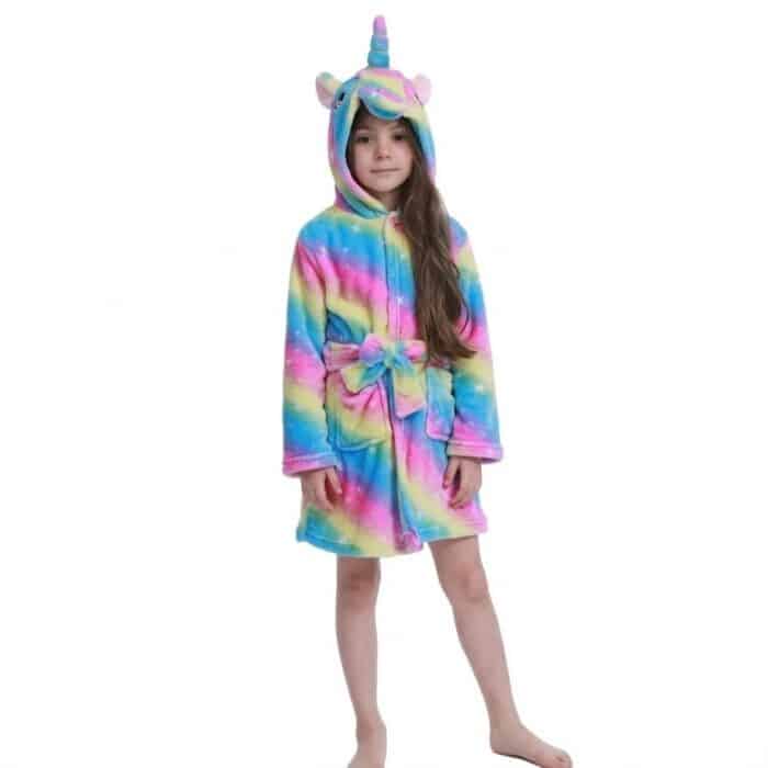 Peignoir tout doux enfant licorne coloré1