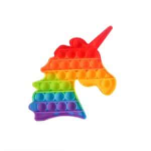 Pop it en forme de licorne multicolore