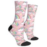 Chaussettes licorne femme rose arc en ciel