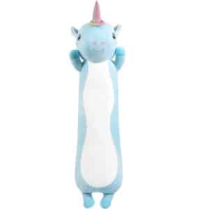 Coussin peluche licorne​ bleue