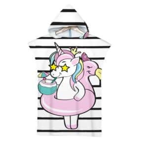 Serviette poncho de plage licorne​ adulte