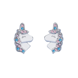 Boucle oreille en forme de licorne avec strass