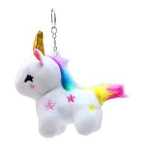 Porte clef licorne en peluche blanc