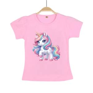 T shirt licorne fille​ rose avec licorne