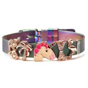 Bracelet licorne femme maille milanaise