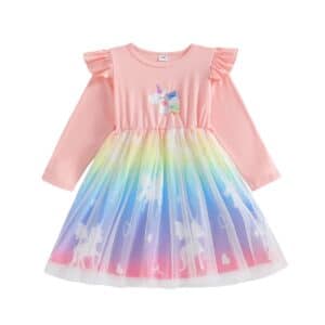 Robe arc en ciel licorne​ fille