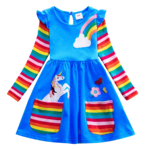 Robe licorne fille manches longues