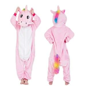 Combinaison licorne adulte rose avec capuche