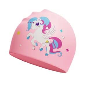 Bonnet de bain licorne​ fille rose
