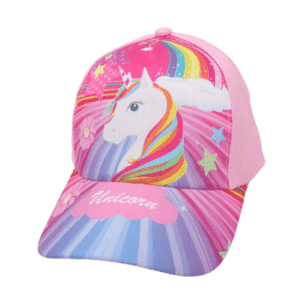 Casquette licorne fille arc en ciel