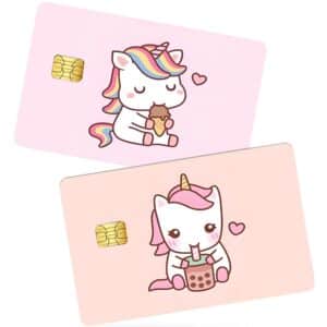 Autocollant carte bleue licorne