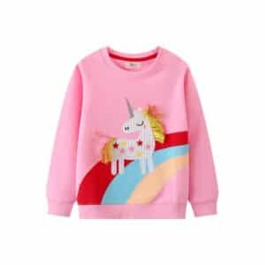 Pull licorne enfant fille rose